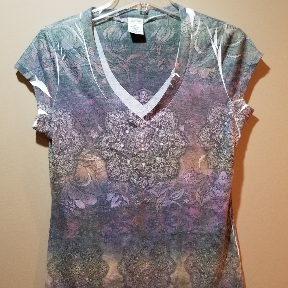 Tie Dye Boho Design V-neck Top